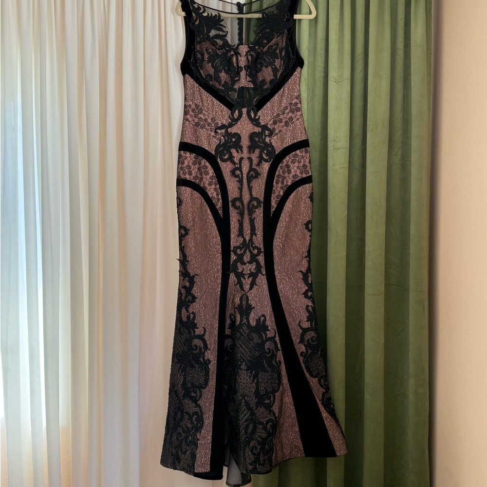 Elegant Black and Pink Lace Dress BCBG Maxazaria